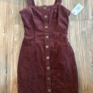Billabong Corduroy Button-Down Mini Dress - Burgundy